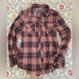Dusty rose color plaid button down from Como Vintage